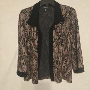 Womens Purple Gold Metallic Glitter Open Front Evening Jacket Size 12